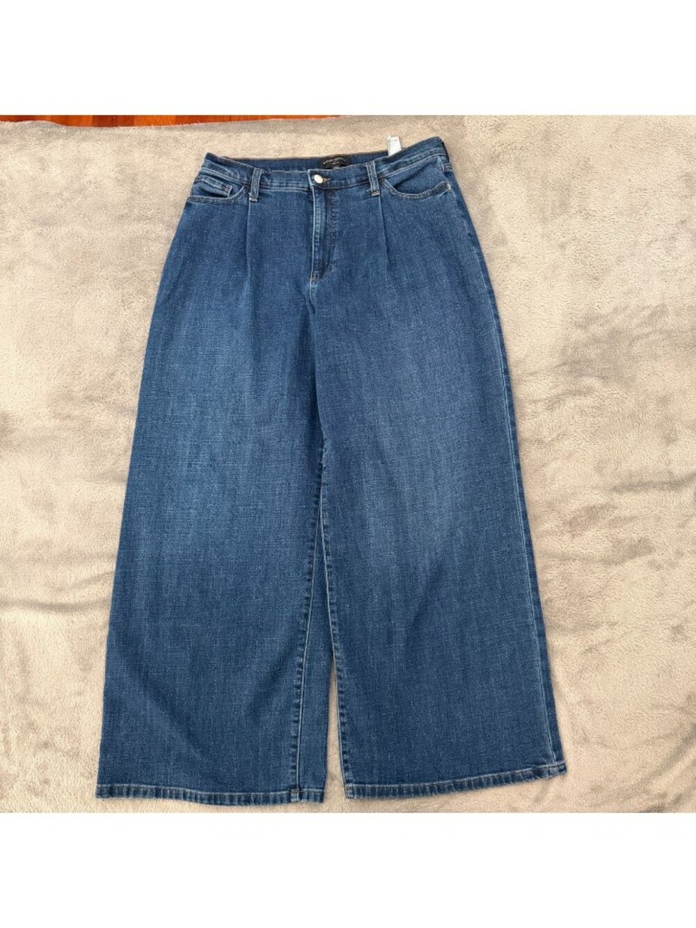 Banana Republic Factory Dark Wash Pleated Wide Leg Jeans Womens 31 12 High Rise